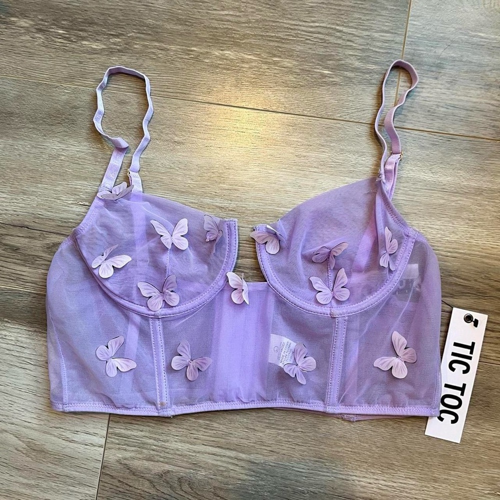 Lilac Festival 3D Butterfly Mesh Corset 🦋✨